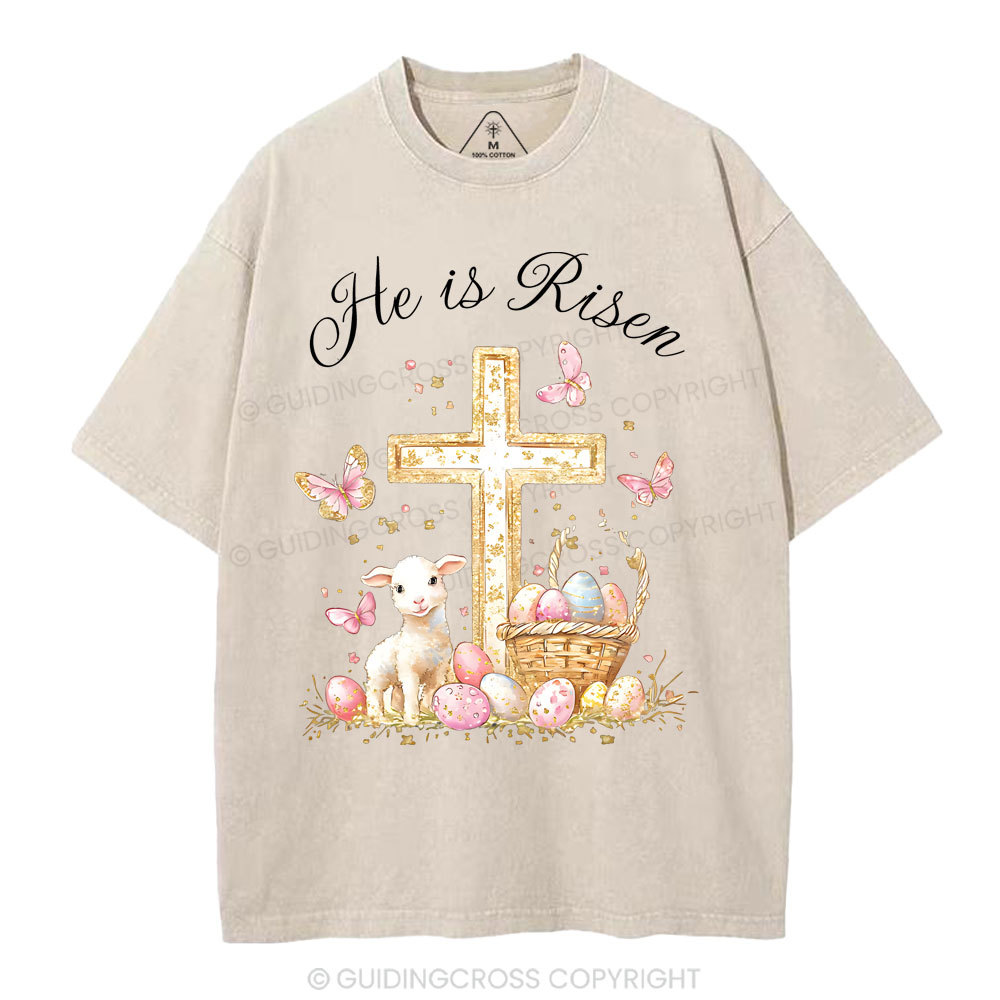 He Is Risen Christian Washed T-Shirt