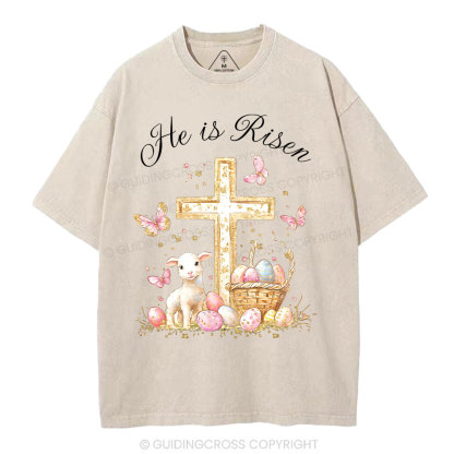 He Is Risen Christian Washed T-Shirt