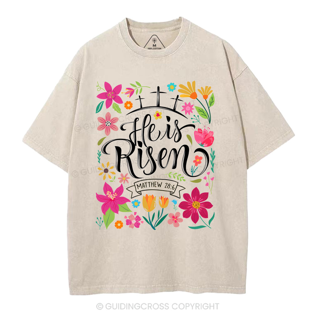 He Is Risen' Christian Washed T-Shirt