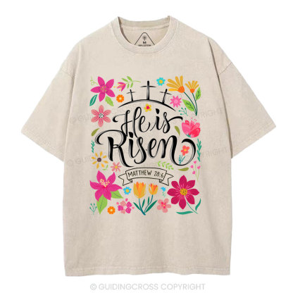 He Is Risen' Christian Washed T-Shirt