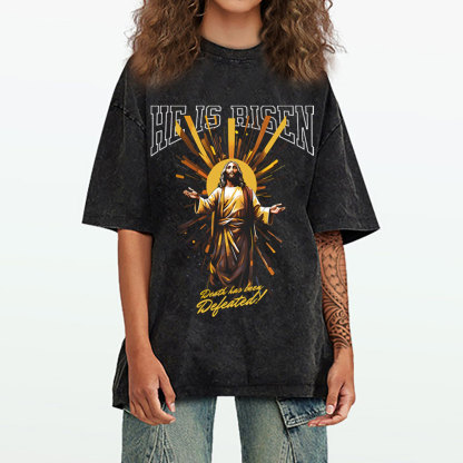 He Is Risen Christian Washed T-Shirt