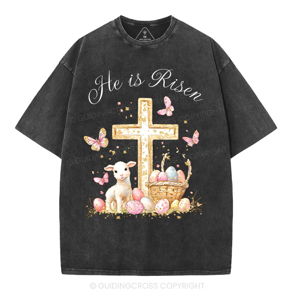 He Is Risen Christian Washed T-Shirt