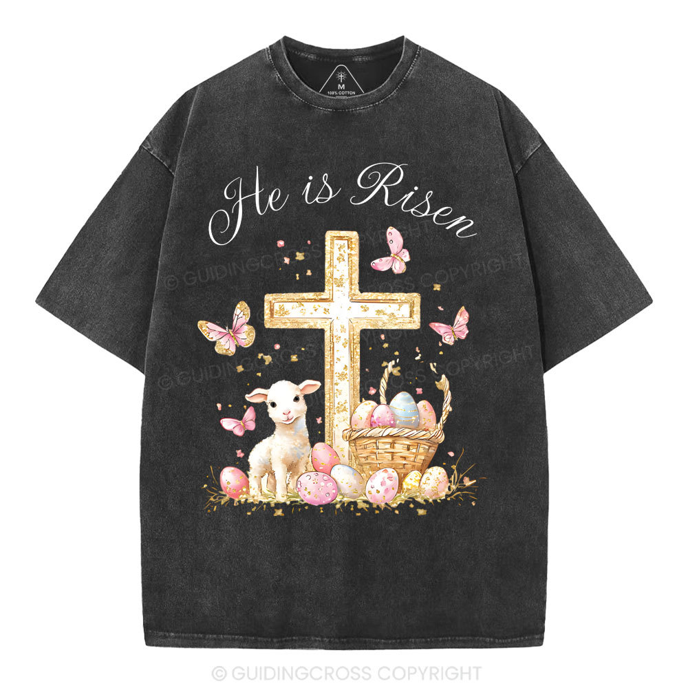 He Is Risen Christian Washed T-Shirt