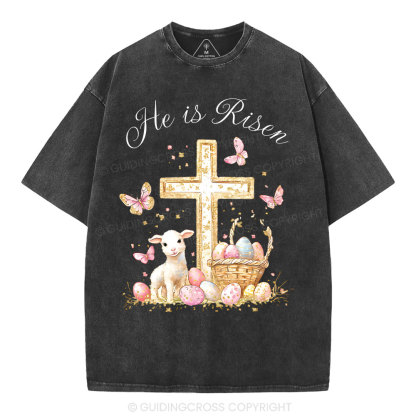 He Is Risen Christian Washed T-Shirt