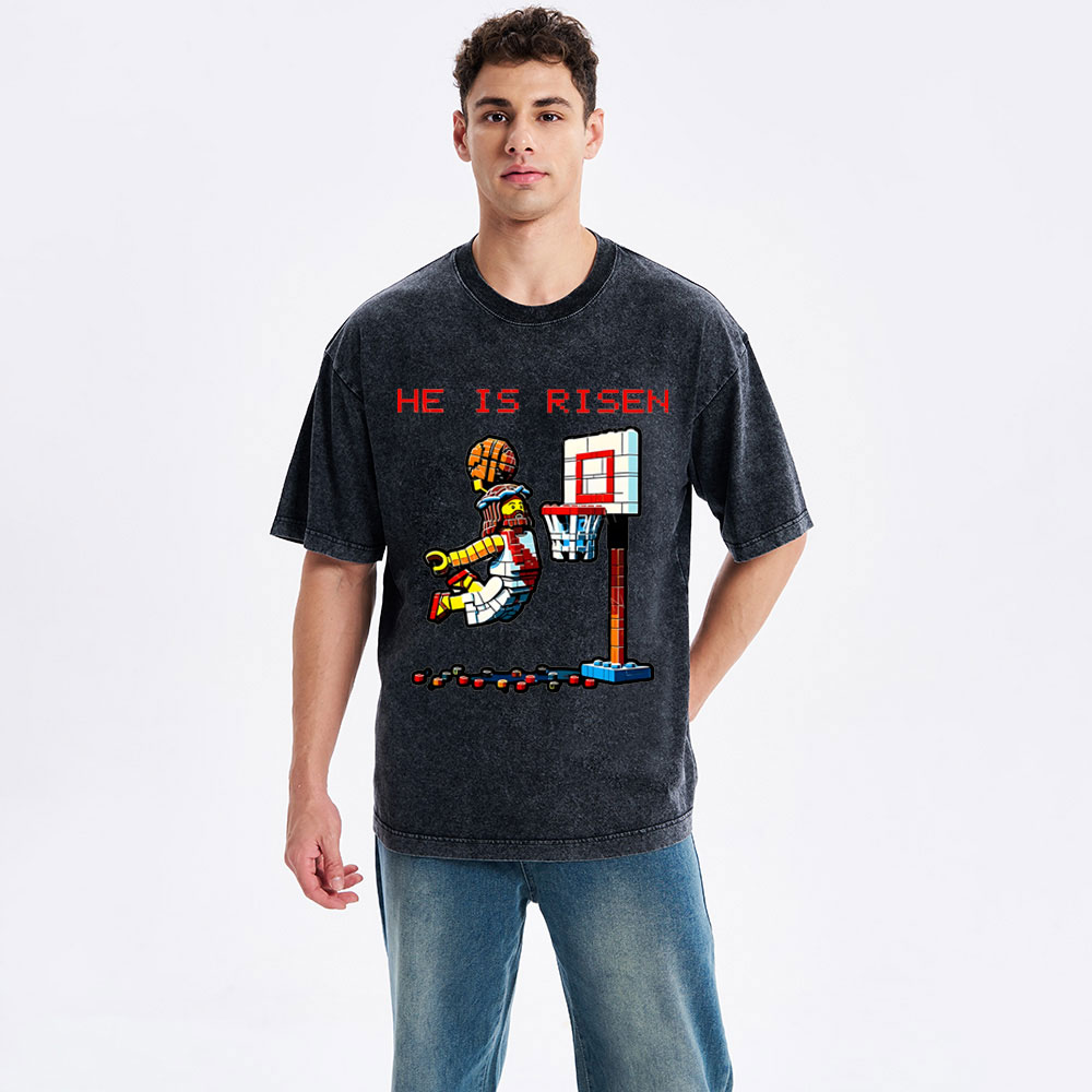 He Is Risen Christian Washed T-Shirt