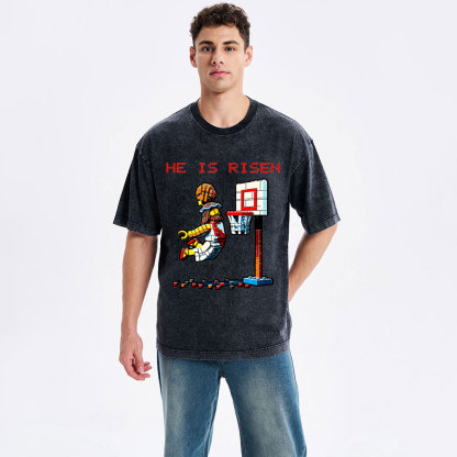 He Is Risen Christian Washed T-Shirt