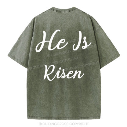 He Is Risen Christian Washed T-Shirt