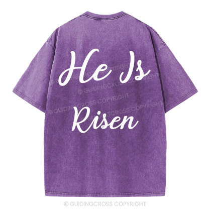 He Is Risen Christian Washed T-Shirt