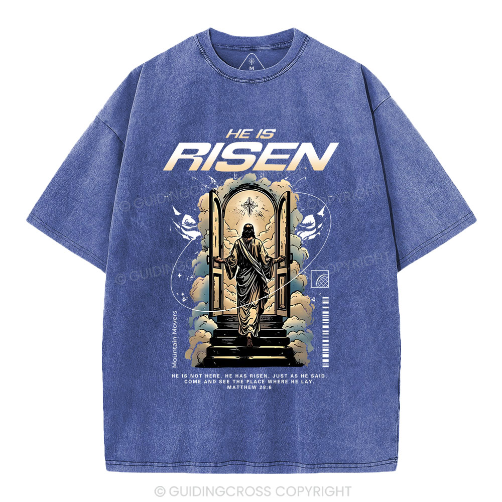 He Is Risen Christian Washed T-Shirt