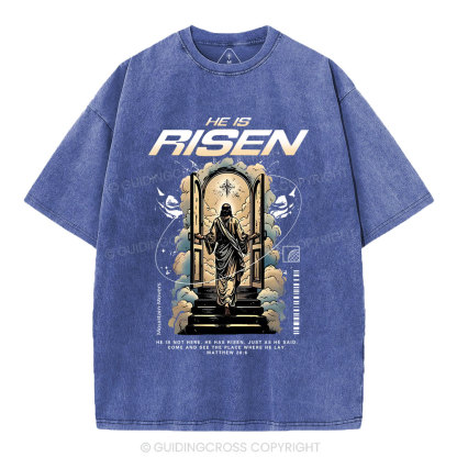 He Is Risen Christian Washed T-Shirt