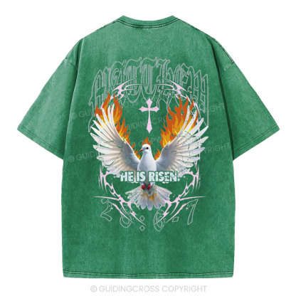 He Is Risen Christian Washed T-Shirt