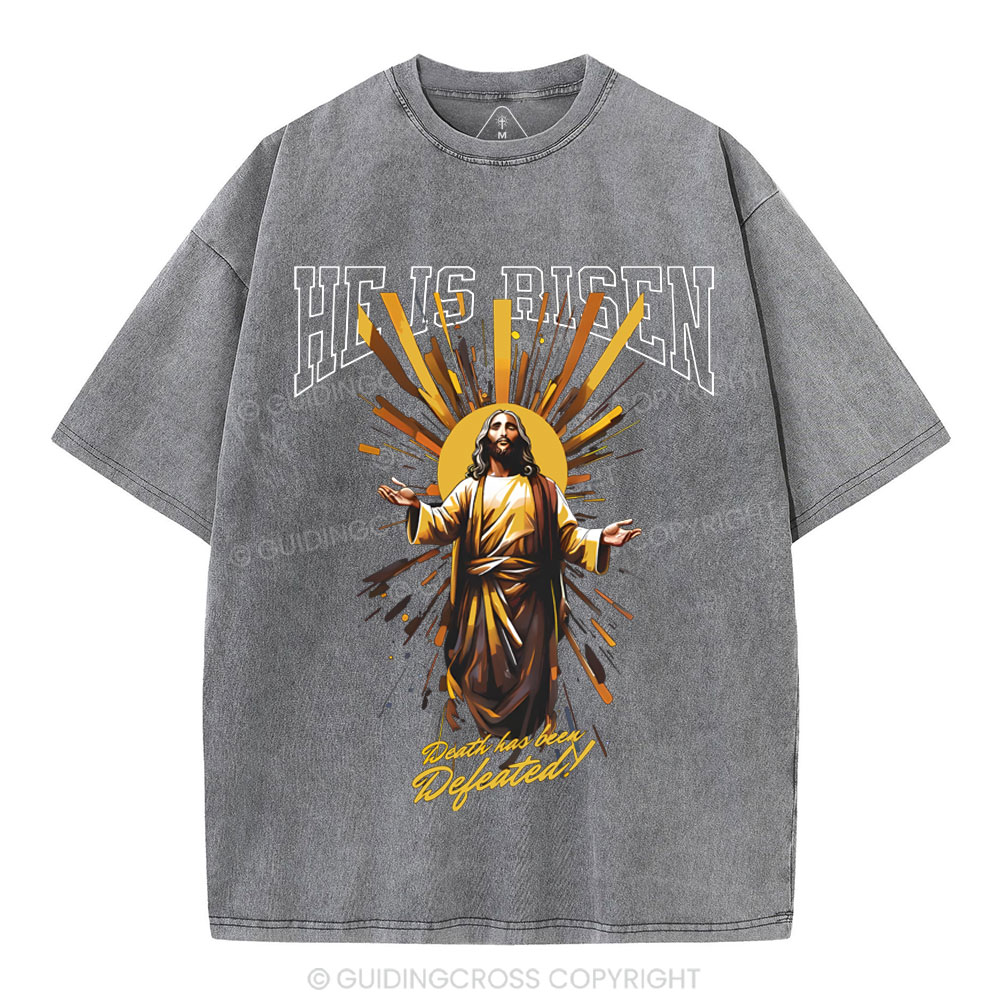 He Is Risen Christian Washed T-Shirt