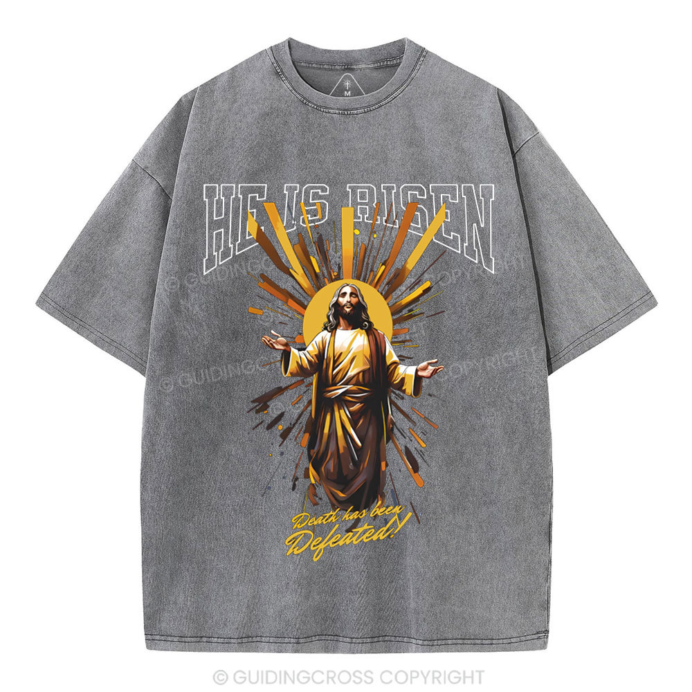 He Is Risen Christian Washed T-Shirt