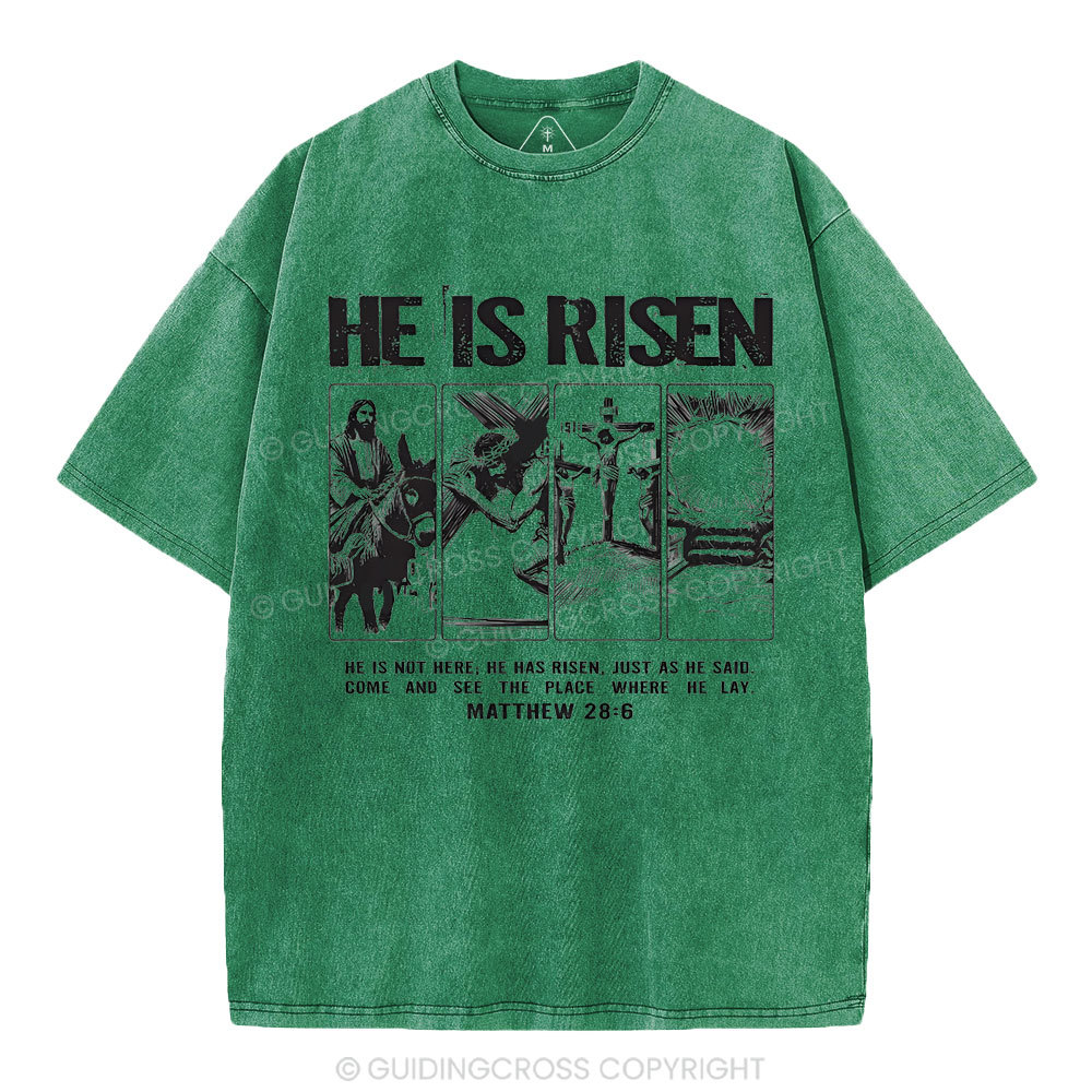 He Is Risen Christian Washed T-Shirt