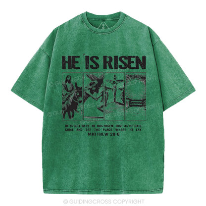 He Is Risen Christian Washed T-Shirt