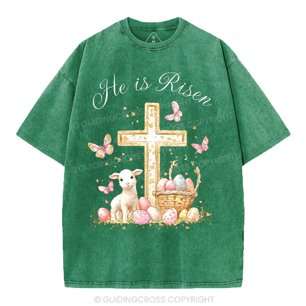 He Is Risen Christian Washed T-Shirt