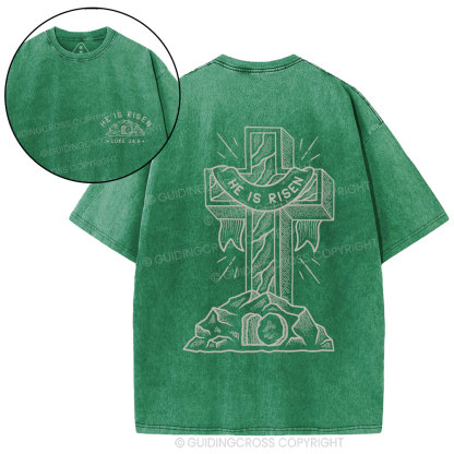 He Is Risen Christian Washed T-Shirt