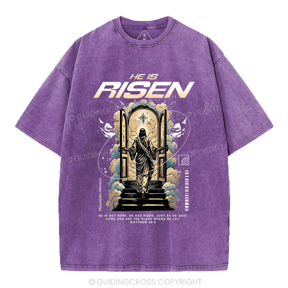 He Is Risen Christian Washed T-Shirt
