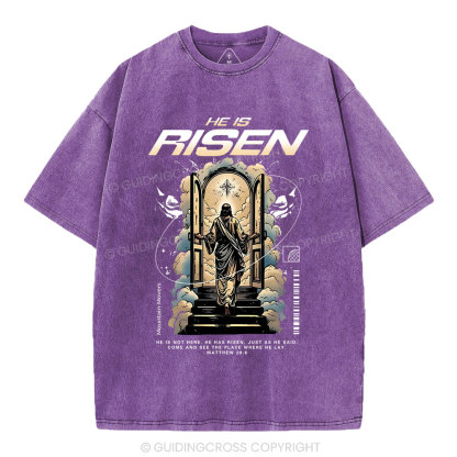 He Is Risen Christian Washed T-Shirt