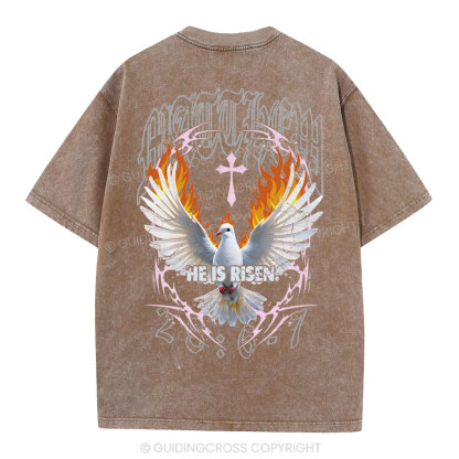He Is Risen Christian Washed T-Shirt