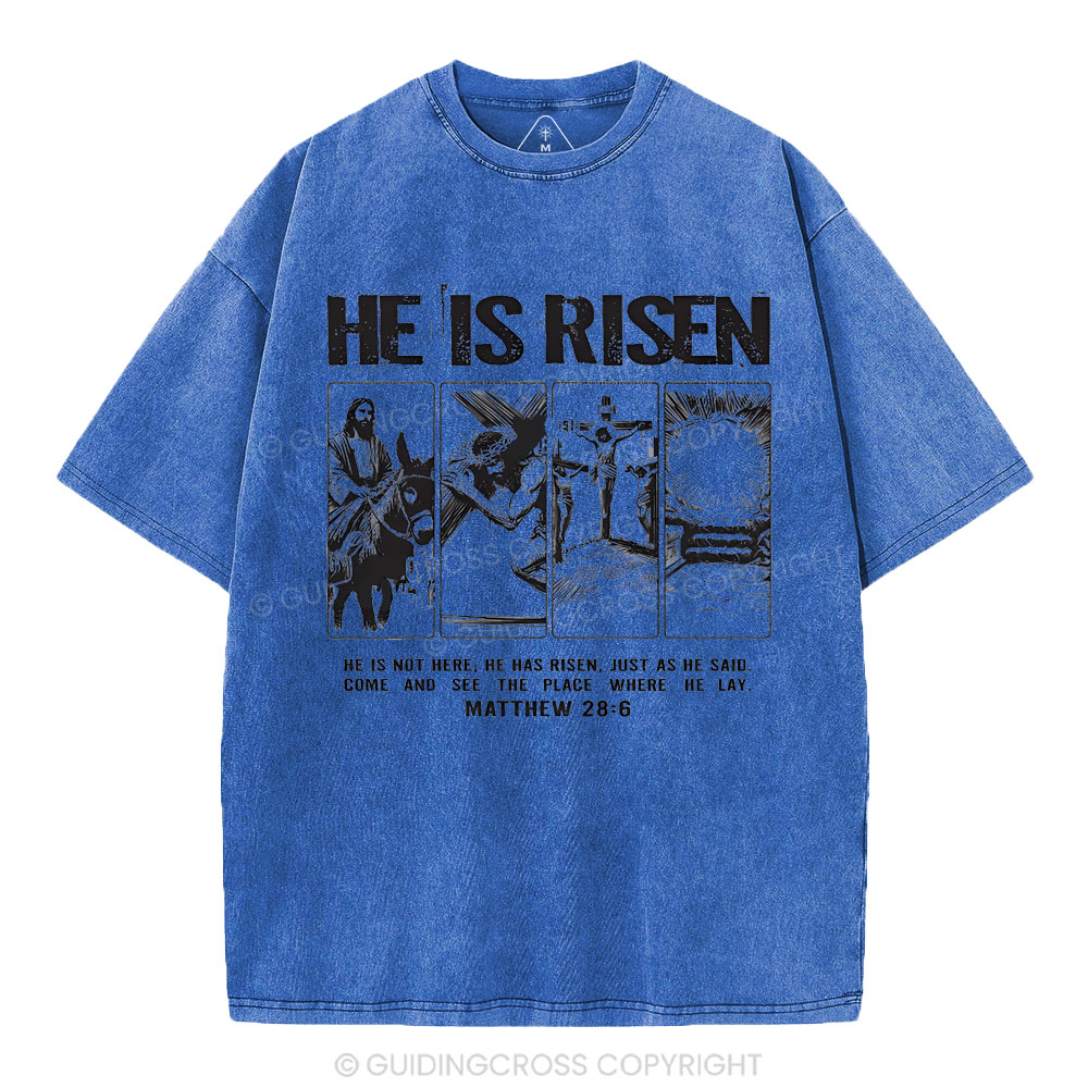 He Is Risen Christian Washed T-Shirt