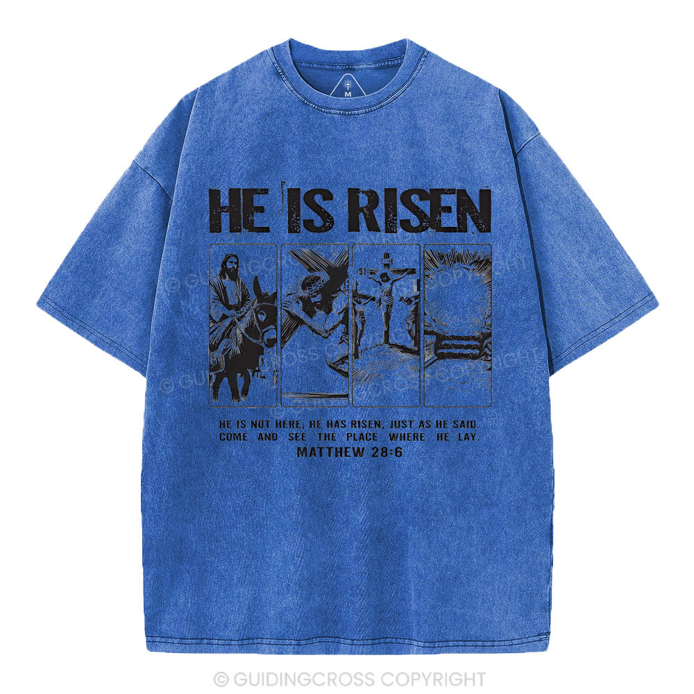 He Is Risen Christian Washed T-Shirt
