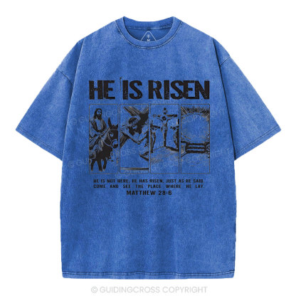 He Is Risen Christian Washed T-Shirt