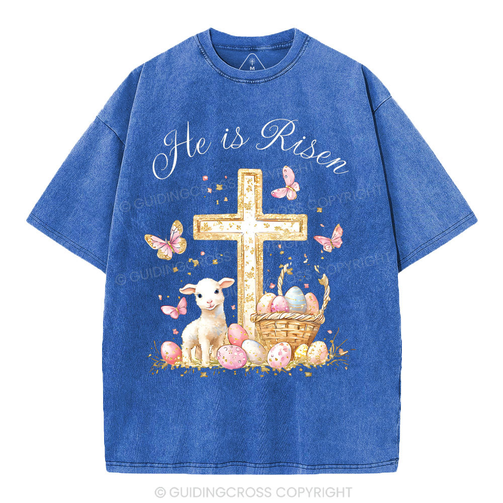 He Is Risen Christian Washed T-Shirt