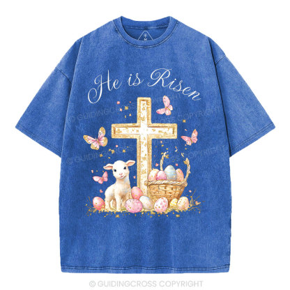 He Is Risen Christian Washed T-Shirt