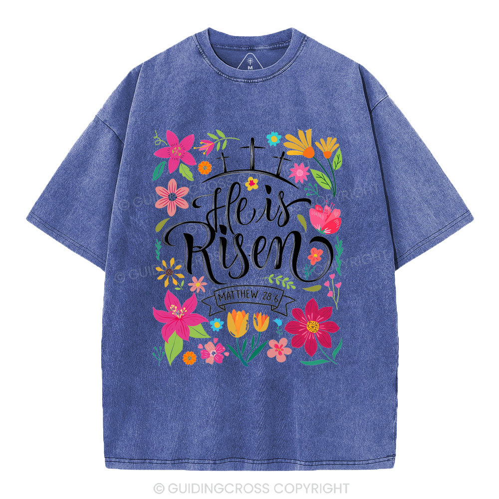He Is Risen' Christian Washed T-Shirt