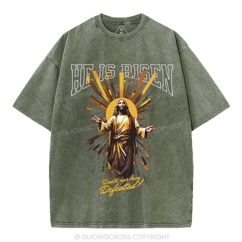 He Is Risen Christian Washed T-Shirt