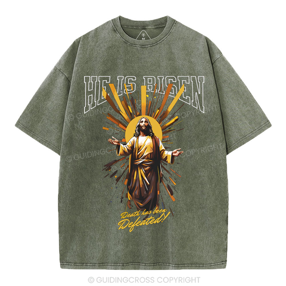 He Is Risen Christian Washed T-Shirt