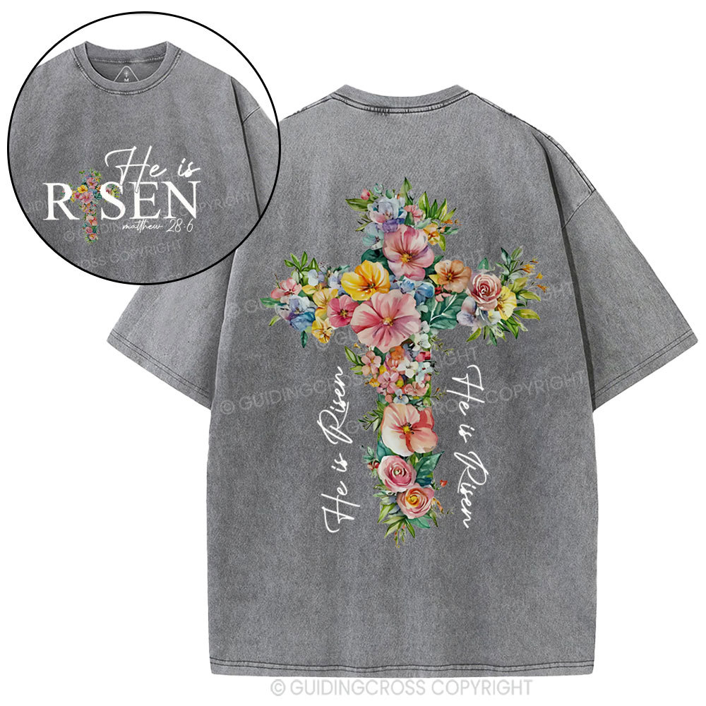 He Is Risen Christian Washed T-Shirt