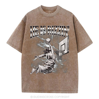 He Is Risen Christian Washed T-Shirt