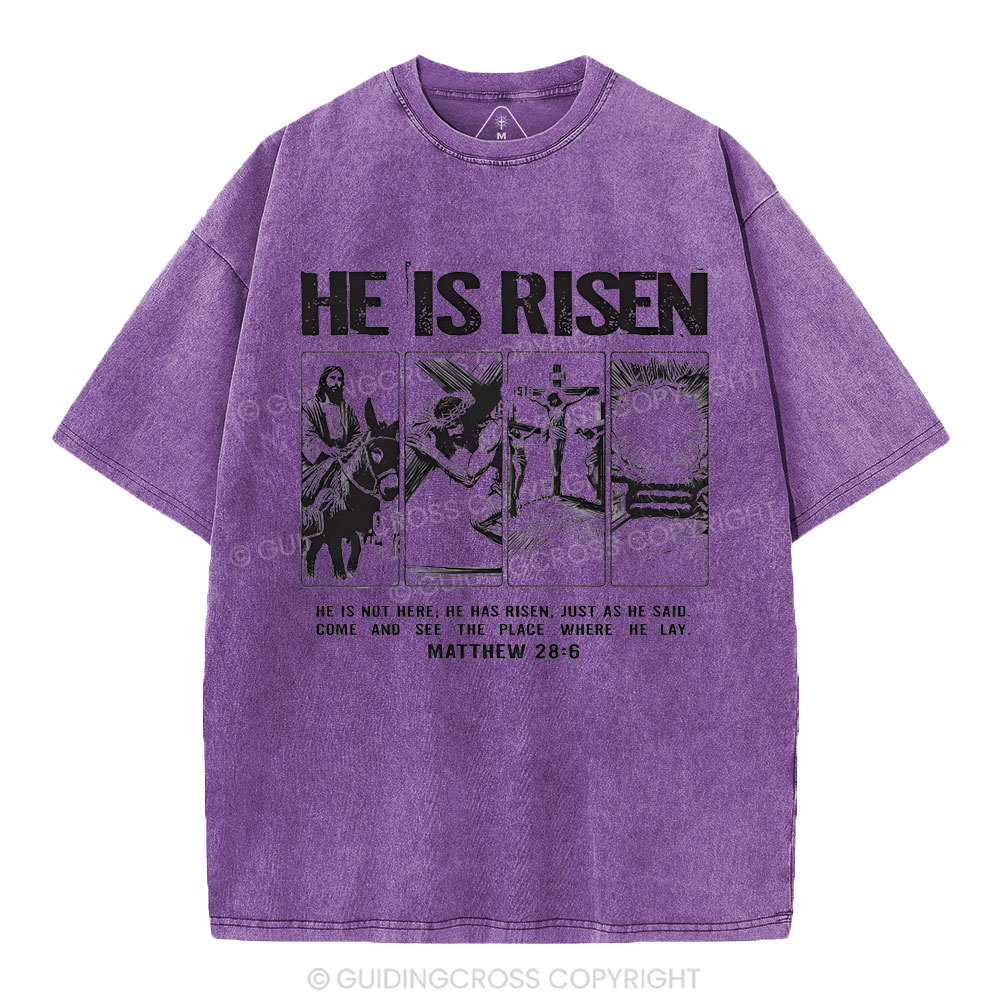 He Is Risen Christian Washed T-Shirt