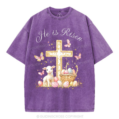 He Is Risen Christian Washed T-Shirt