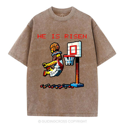 He Is Risen Christian Washed T-Shirt