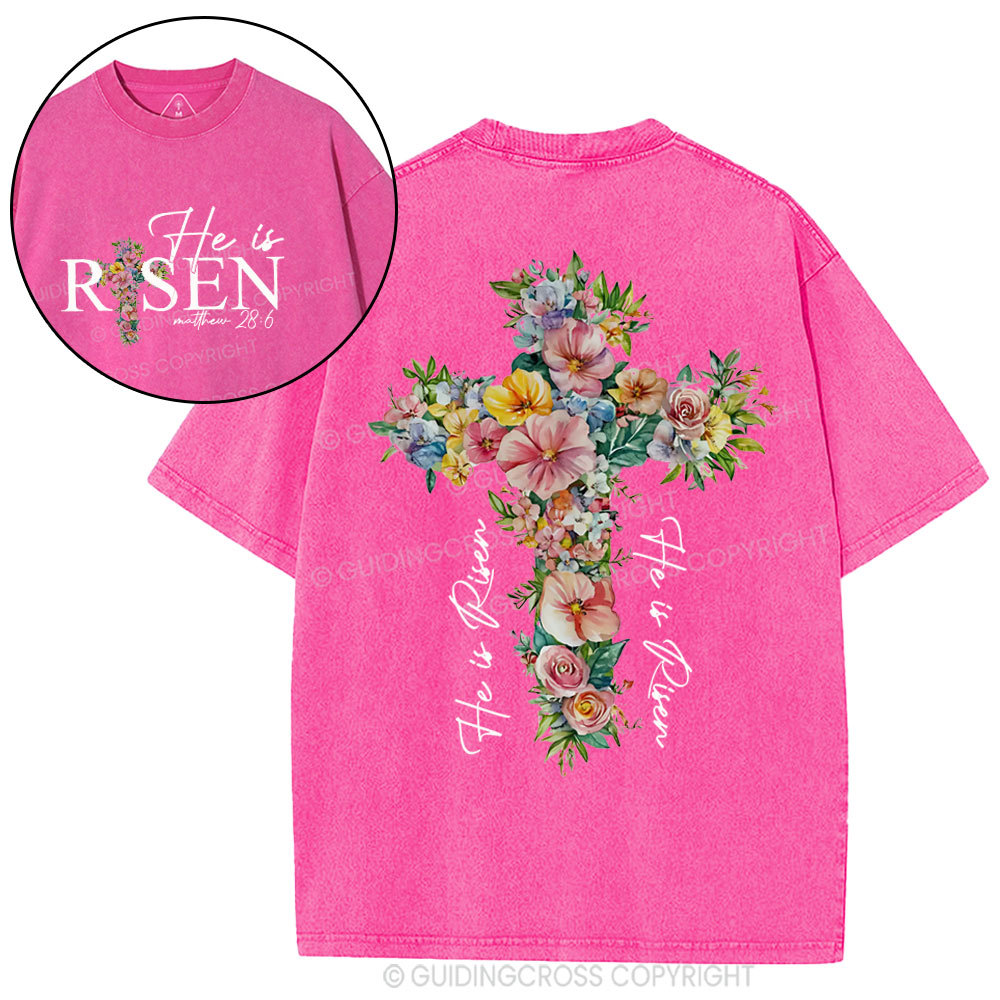 He Is Risen Christian Washed T-Shirt