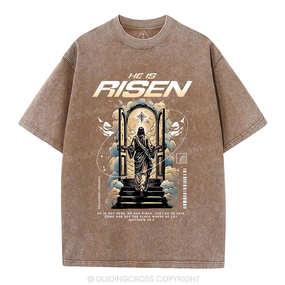 He Is Risen Christian Washed T-Shirt