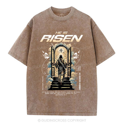 He Is Risen Christian Washed T-Shirt