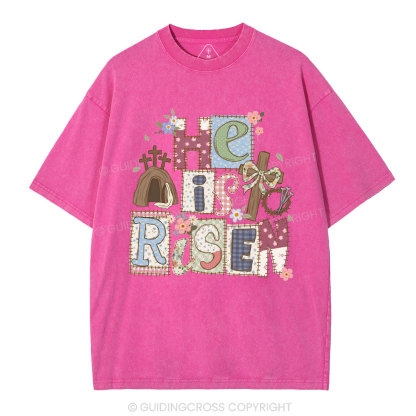 He Is Risen Christian Washed T-Shirt