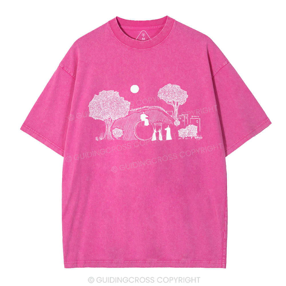 He Is Risen Christian Washed T-Shirt