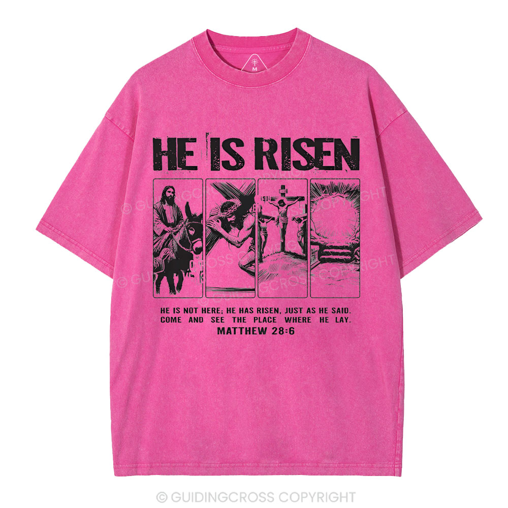 He Is Risen Christian Washed T-Shirt