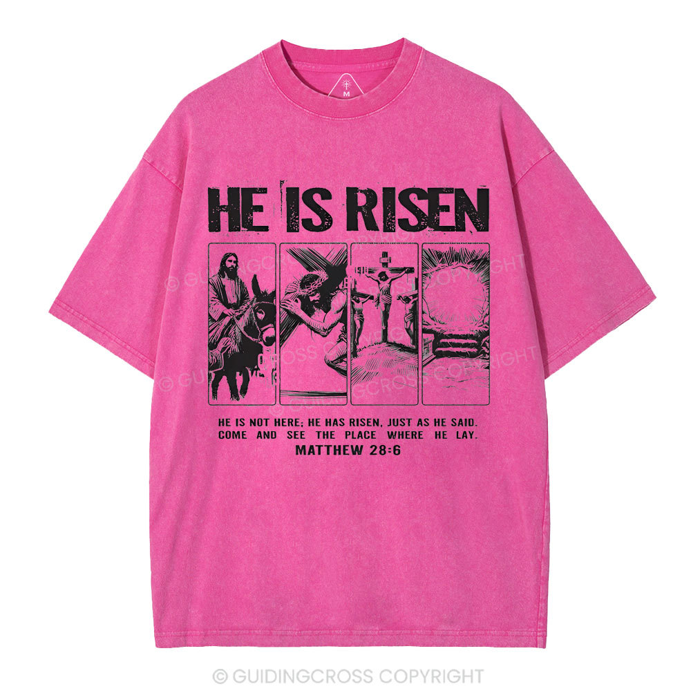 He Is Risen Christian Washed T-Shirt