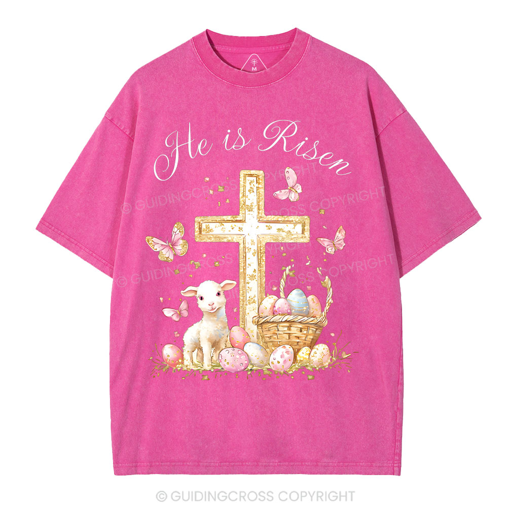 He Is Risen Christian Washed T-Shirt