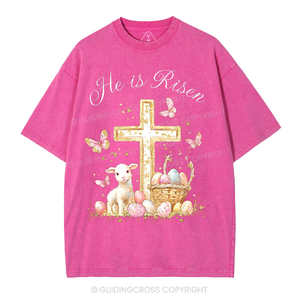 He Is Risen Christian Washed T-Shirt