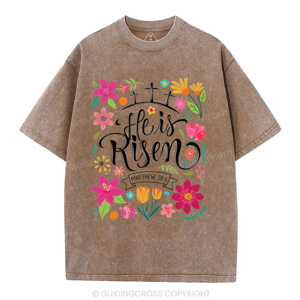He Is Risen' Christian Washed T-Shirt