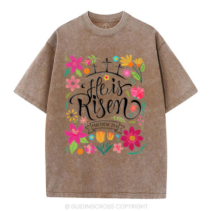 He Is Risen' Christian Washed T-Shirt