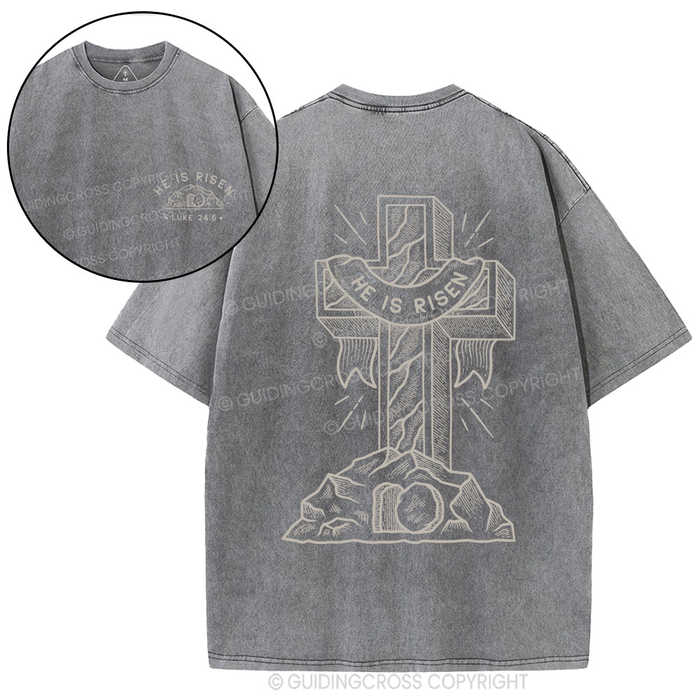 He Is Risen Christian Washed T-Shirt