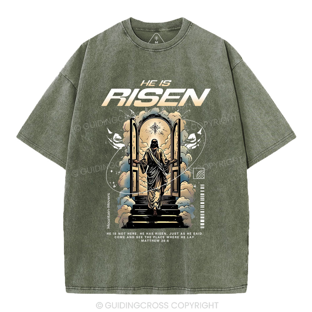 He Is Risen Christian Washed T-Shirt